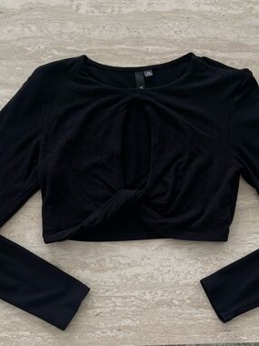 Garage Black Long-Sleeve Cutout Crop Top
